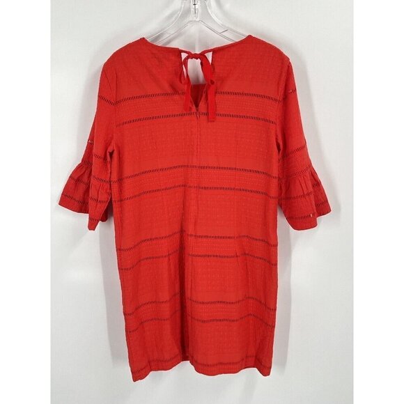 J Crew Orange Eyelet Shift Dress G1269 Flutter Sleeve Sz 10 - Picture 5 of 6